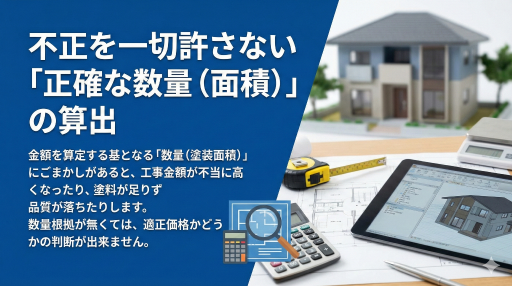 図面をもとに正確な外壁面積を算出する様子